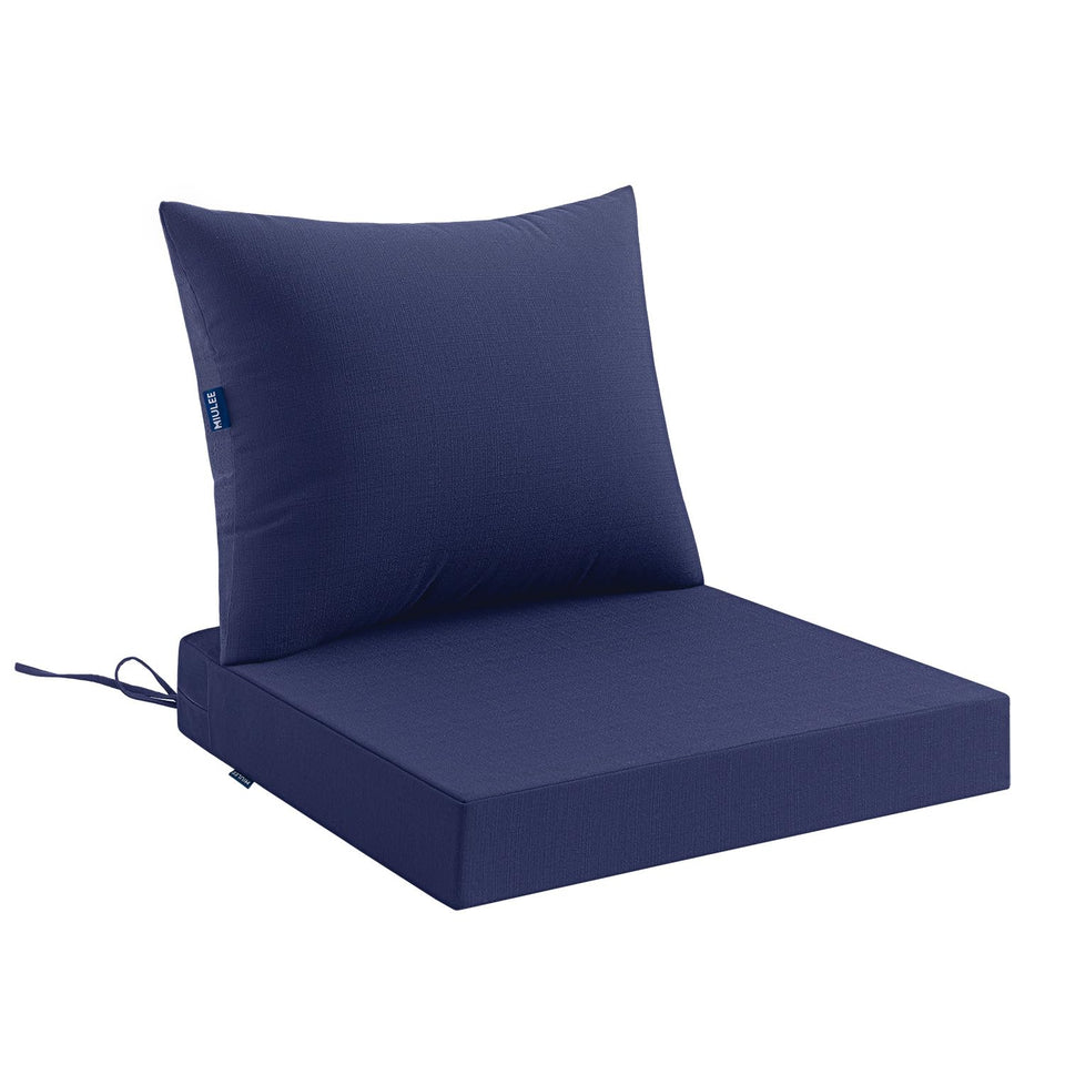 MIULEE navy outdoor chair cushion 24x24 shows durable linen texture for weather-ready patio comfort.