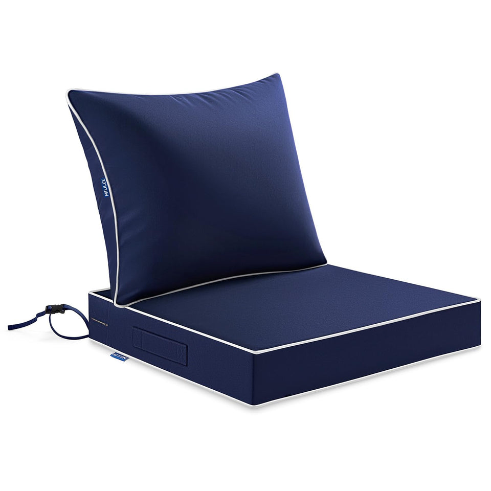 MIULEE navy outdoor seat cushion front view for patio chairs and lounging comfort