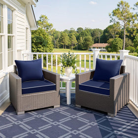 MIULEE navy outdoor seat cushion side view shows 3-inch depth for comfort