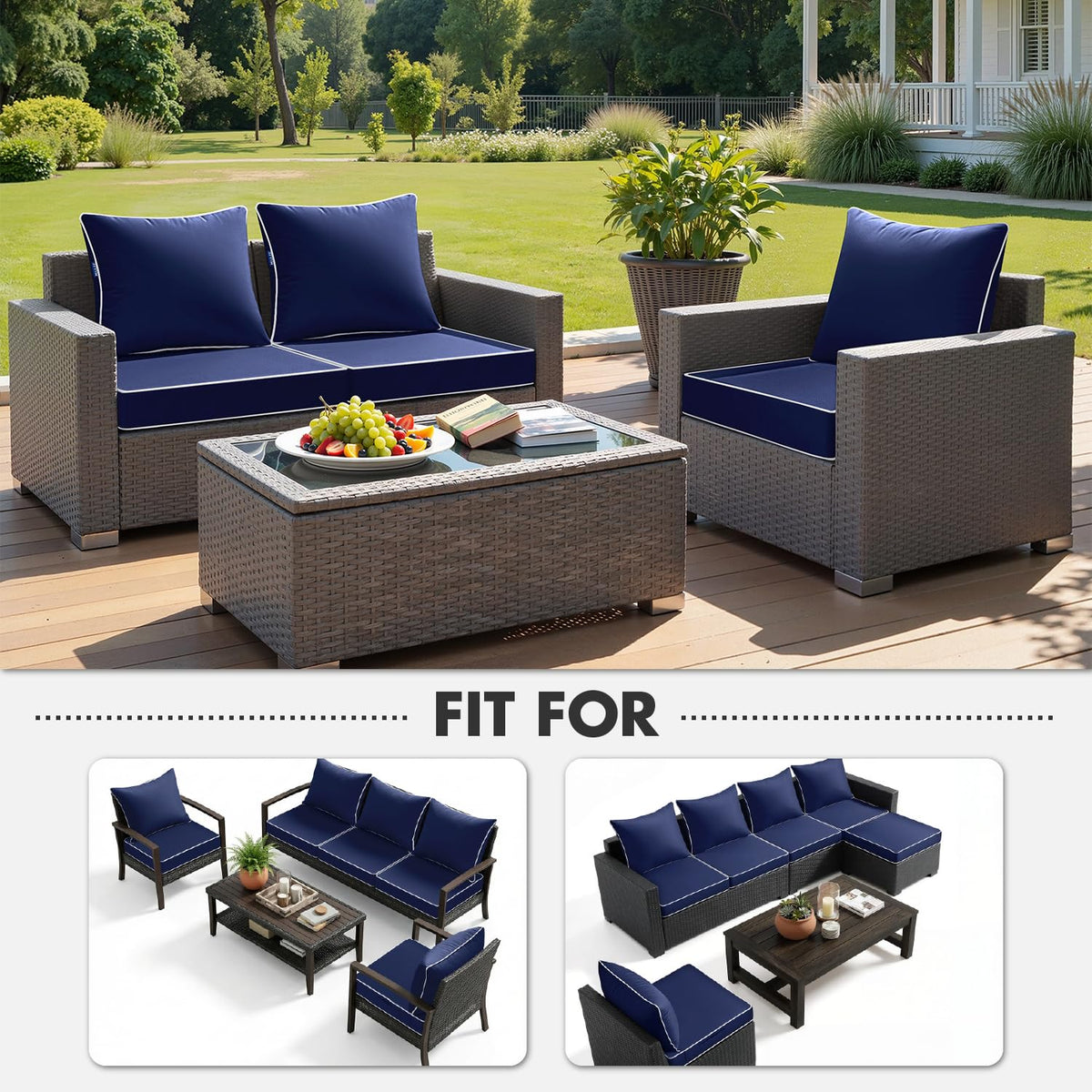 MIULEE navy back cushion measures 23x19.5 inches for extra support