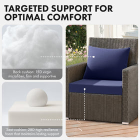 MIULEE navy textured fabric close-up highlights slubby weave and color richness for stylish outdoor seating.