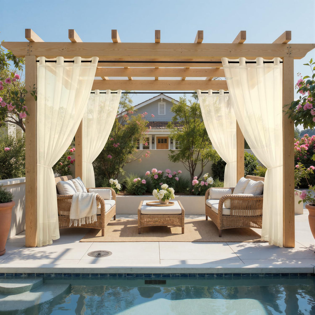 MIULEE 4-panel curtain supports quick-dry outdoor use and easy care.