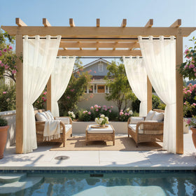 MIULEE sheer panel in ivory for porch or gazebo creates soft privacy