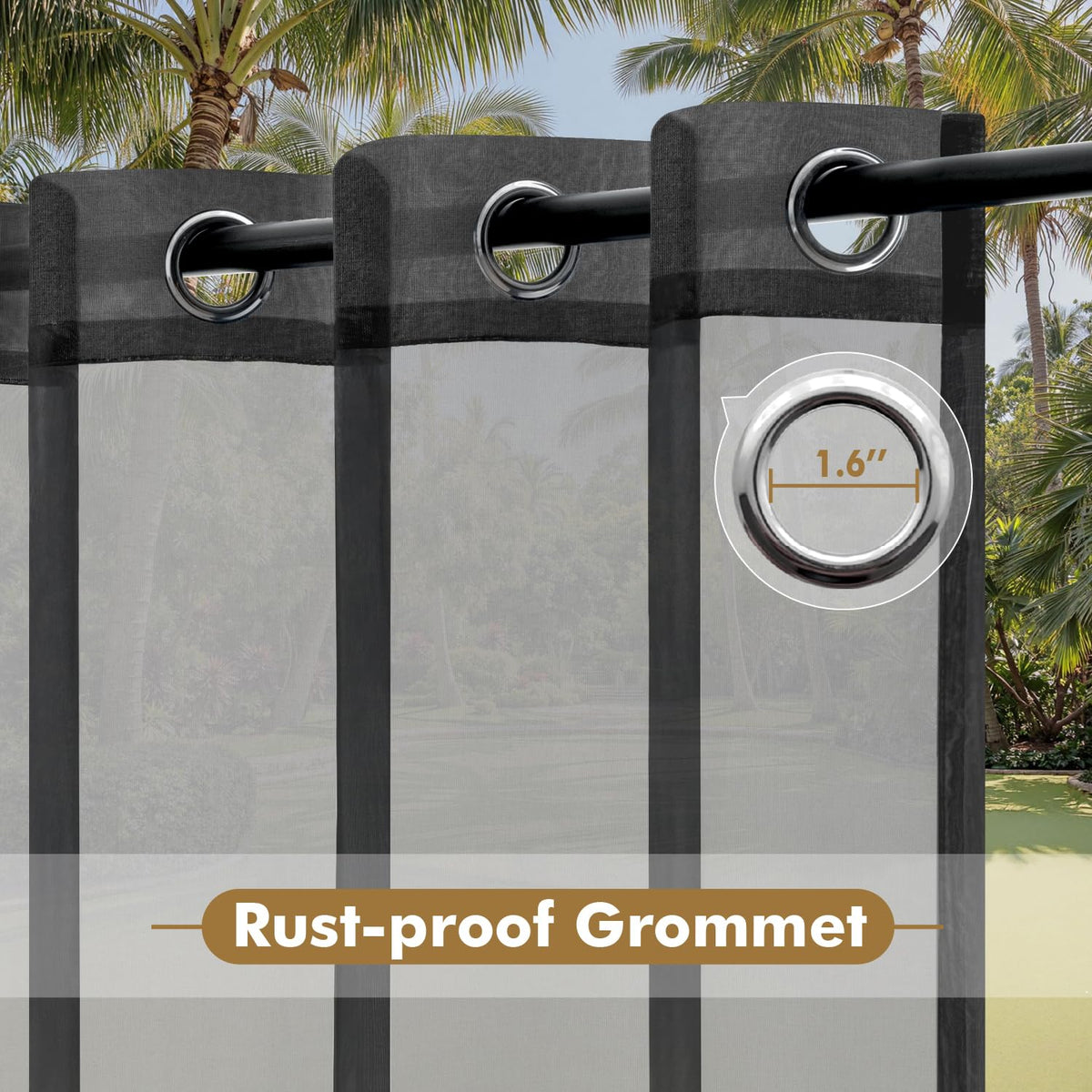 MIULEE outdoor curtain serves as a wind and rain barrier for outdoor living spaces.