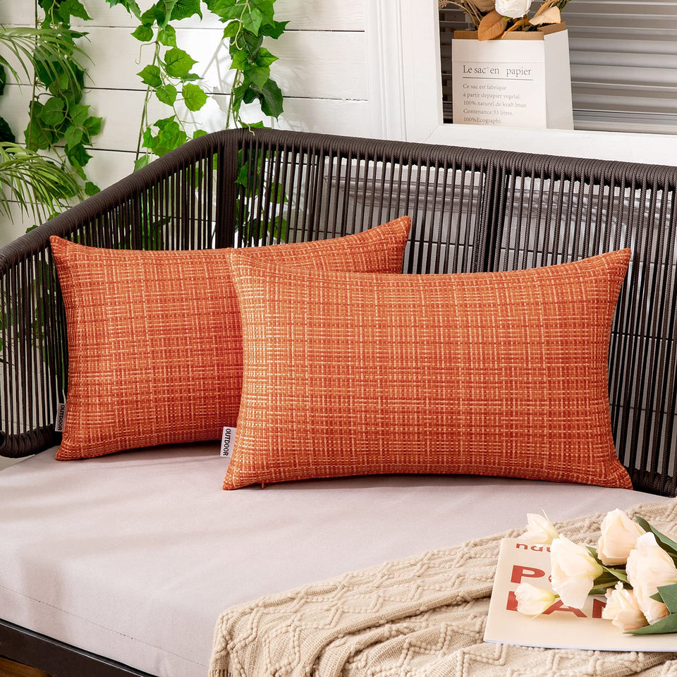 MIULEE orange outdoor pillow cover in sunlight for patio decor and easy pairing