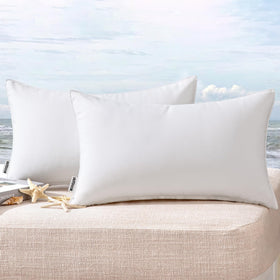 MIULEE outdoor pillow cover 12x20 white, protects cushions from rain and splashes.