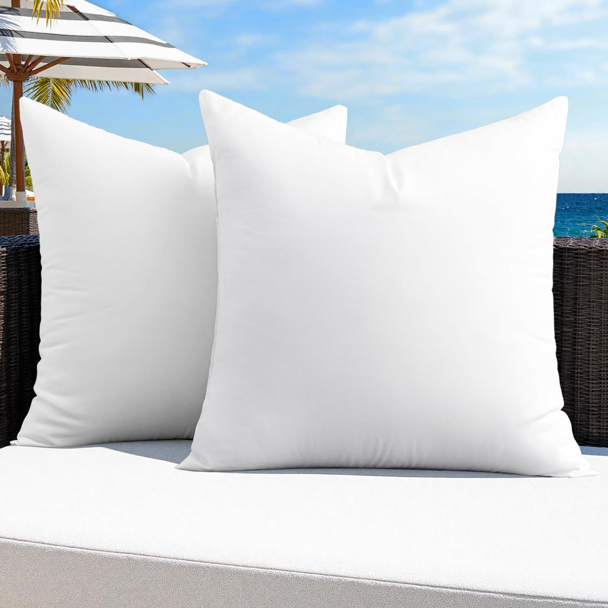 MIULEE outdoor pillow insert 14x14 white pack, ideal for patio seating.