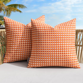 MIULEE outdoor texture pillow cover in orange enhances patio seating with cozy warmth