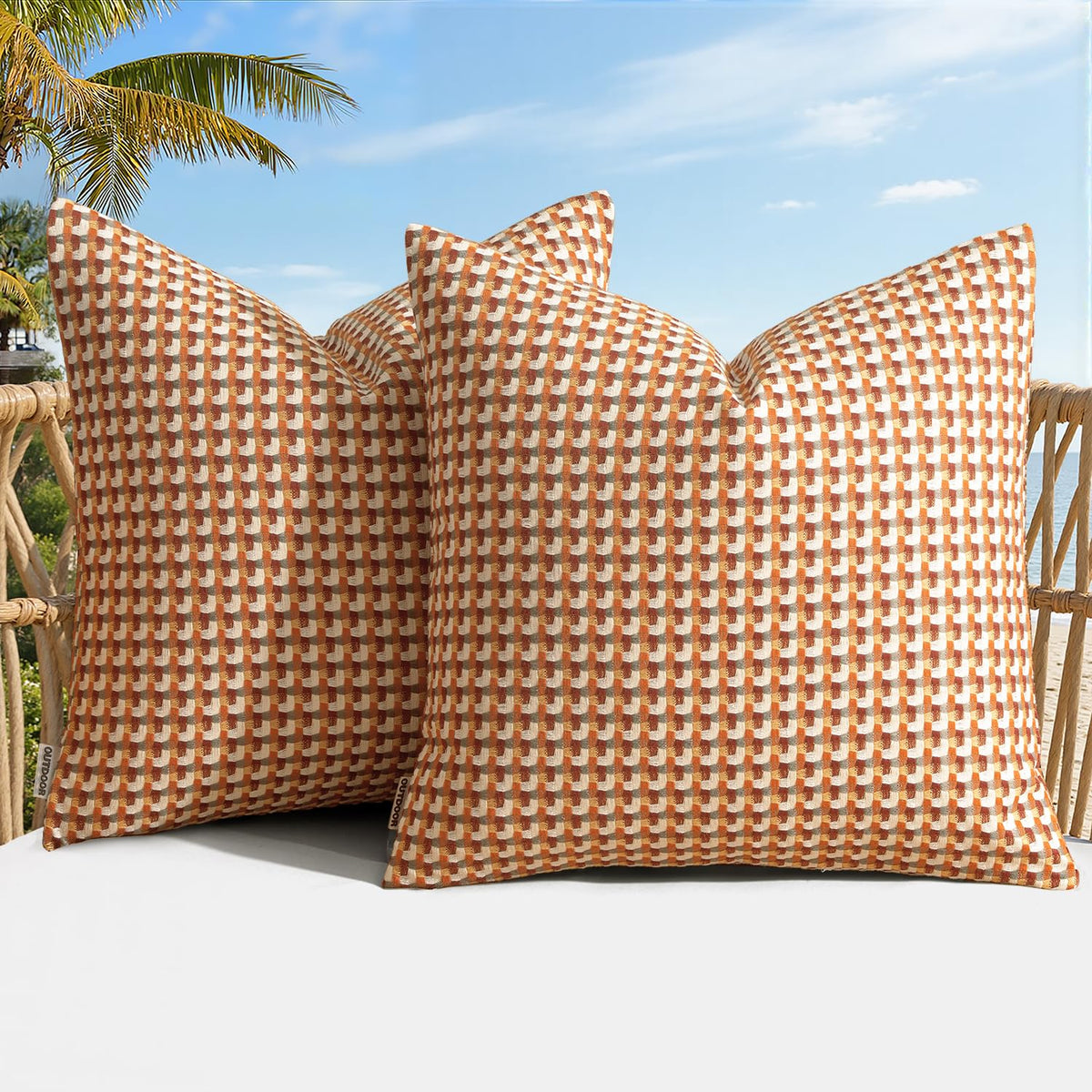 MIULEE outdoor texture pillow cover with weave detail for cozy outdoor spaces.