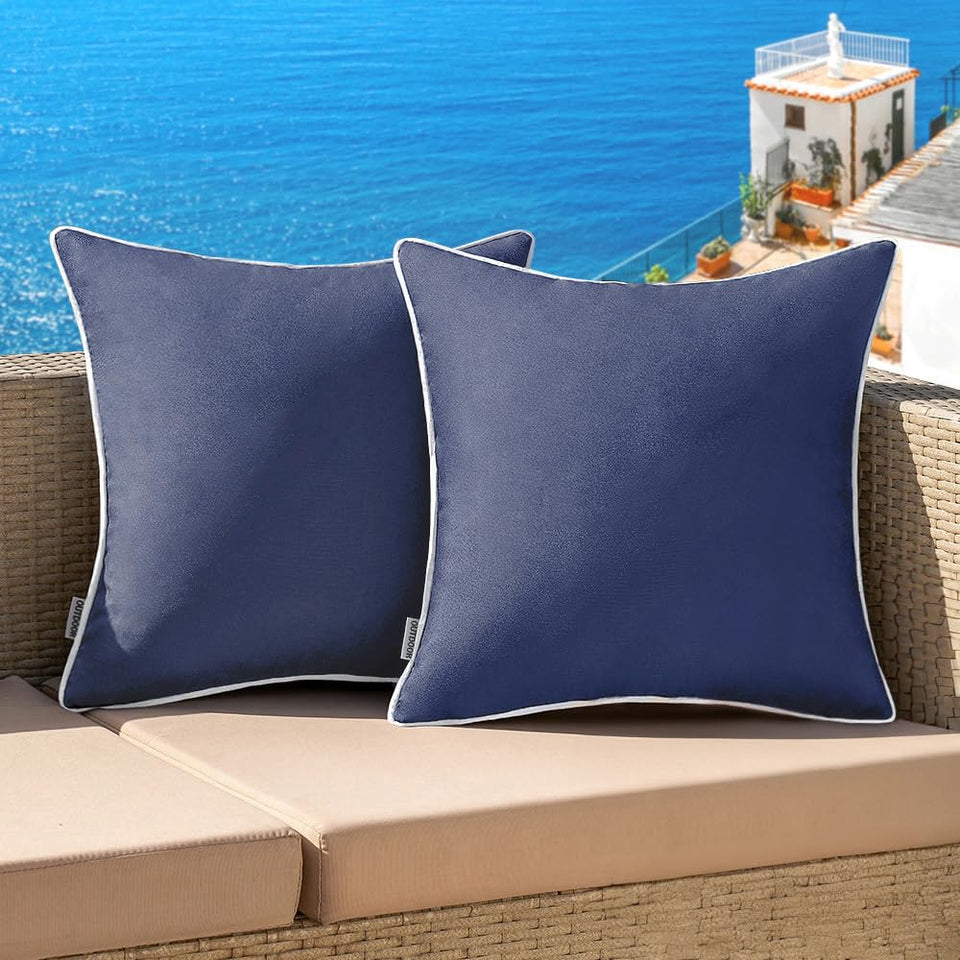 MIULEE outdoor waterproof pillow cover fabric closeup showing durable canvas texture.