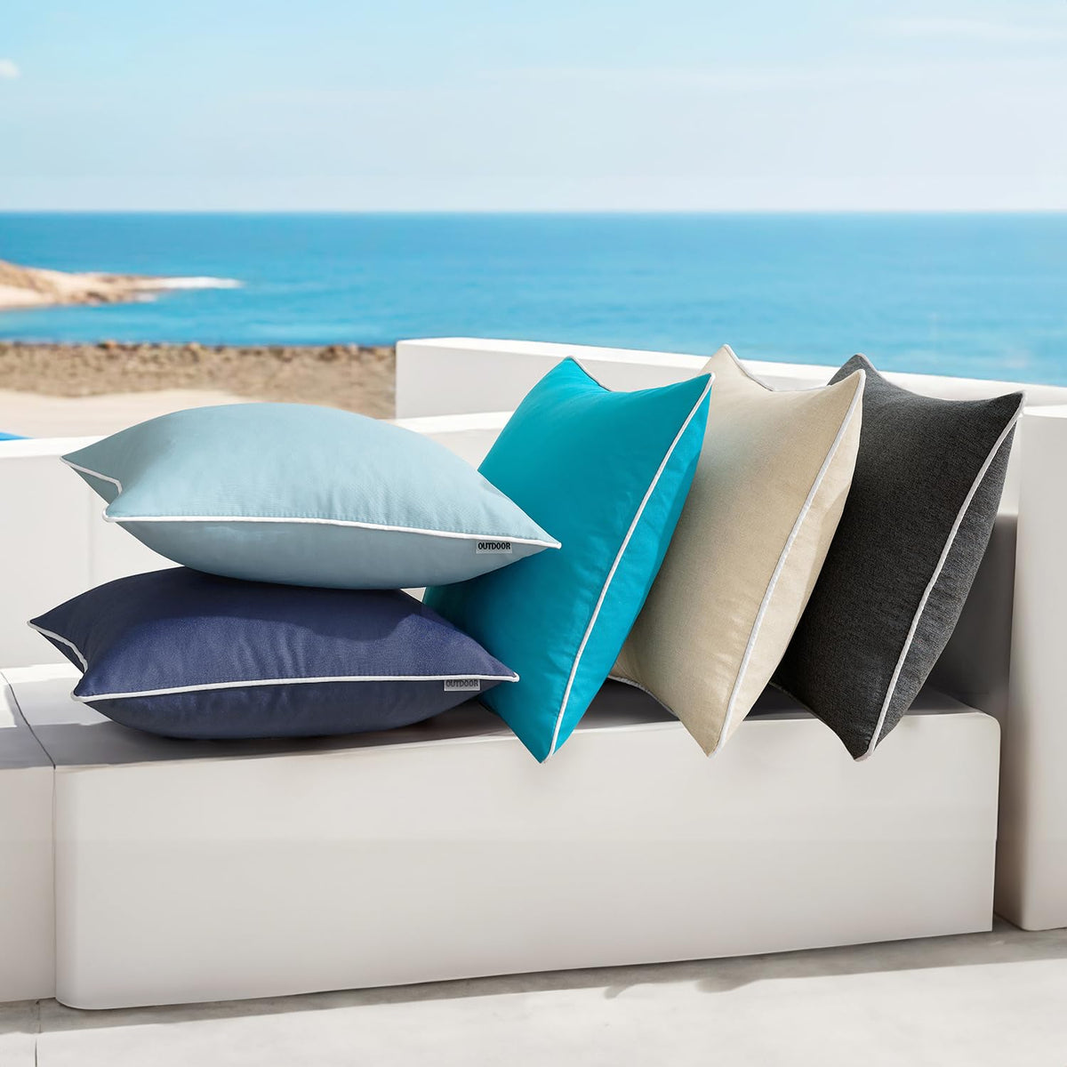 MIULEE machine-washable navy pillow cover for easy care.