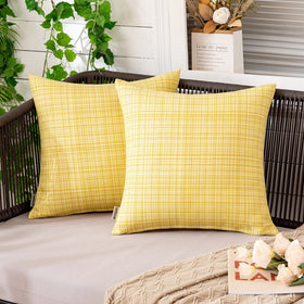 MIULEE outdoor pillow cover 20x20 yellow, front view, ideal for patio decor.