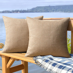 MIULEE outdoor khaki pillow cover for patio cushions, water resistant