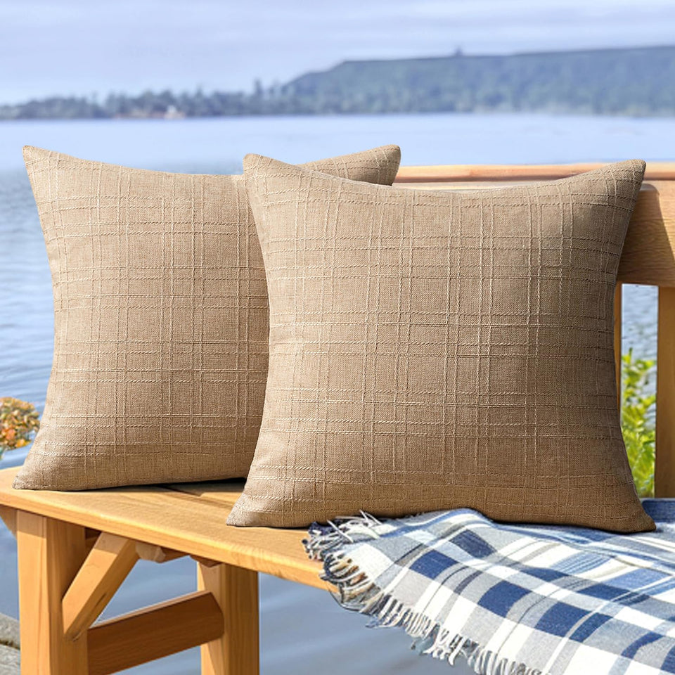 MIULEE outdoor khaki pillow cover for patio cushions, water resistant