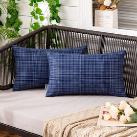 MIULEE navy 12x20 outdoor pillow cover, pack of 2, front view for patio styling.