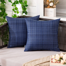 MIULEE outdoor waterproof navy pillow cover on patio setting