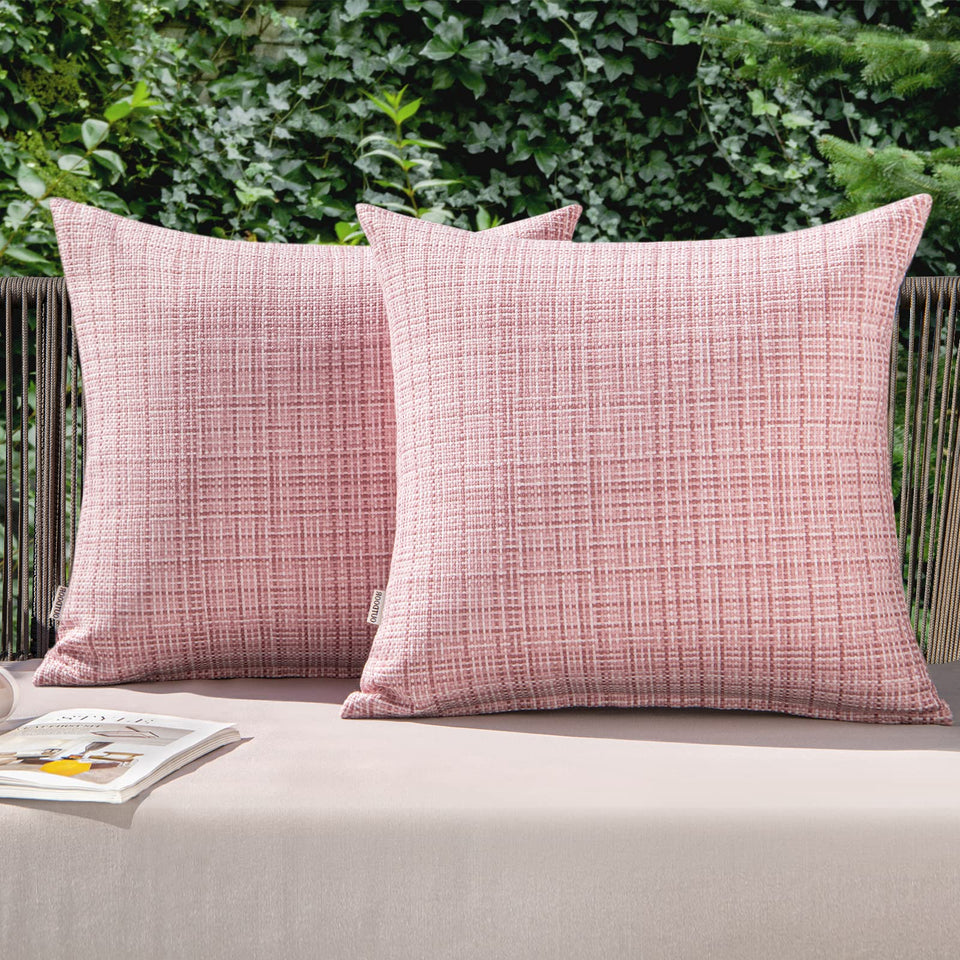 MIULEE outdoor waterproof pink pillow cover 18x18 for patio resilience.