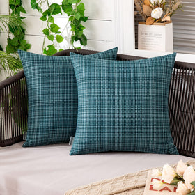 MIULEE outdoor pillow cover teal on patio protects cushions from splashes with water-resistant coating.