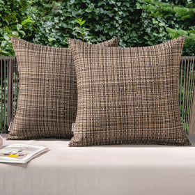 MIULEE outdoor brown pillow cover, front view, water-resistant protection for patio cushions