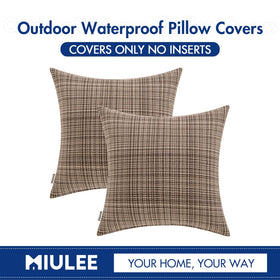MIULEE brown outdoor pillow cover with subtle sheen matches garden furniture