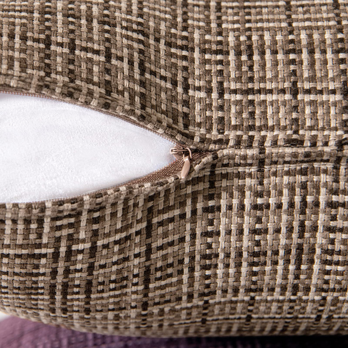 MIULEE brown outdoor-use pillow cover shown on a chair outdoors, versatile decor