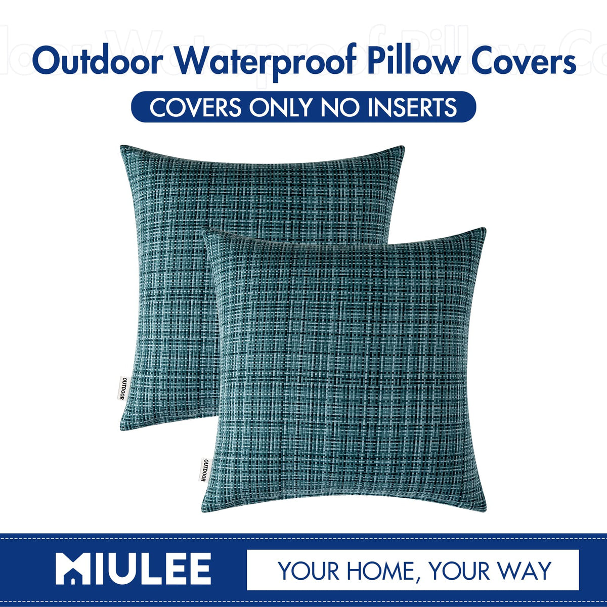 MIULEE waterproof pillow cover teal for balcony use, longevity and weather resistance.