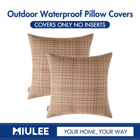 MIULEE pack of two beige 18x18 pillow covers ready for tents