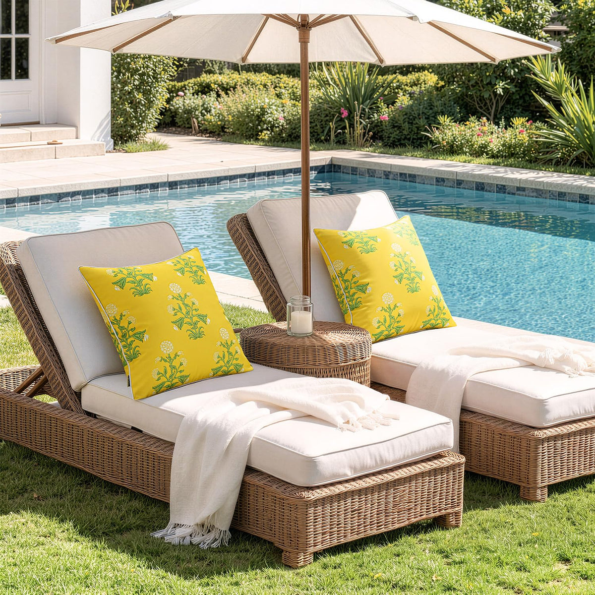 MIULEE outdoor pillow set for patio sofas and porches