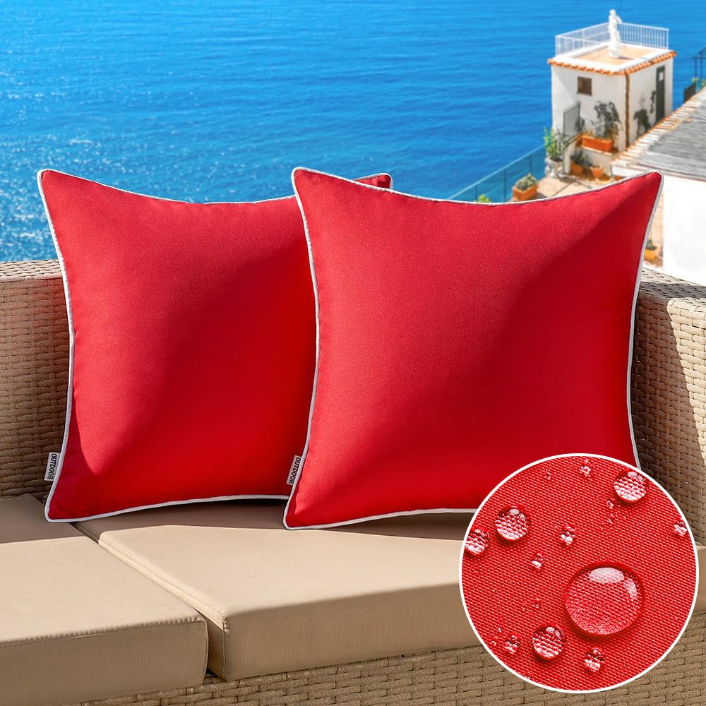 MIULEE red outdoor pillow cover 16x16 ideal for patio use and weather resistance.