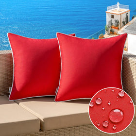 MIULEE red outdoor pillow cover 16x16 ideal for patio use and weather resistance.