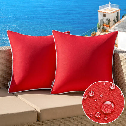 MIULEE red outdoor pillow cover 16x16 ideal for patio use and weather resistance.