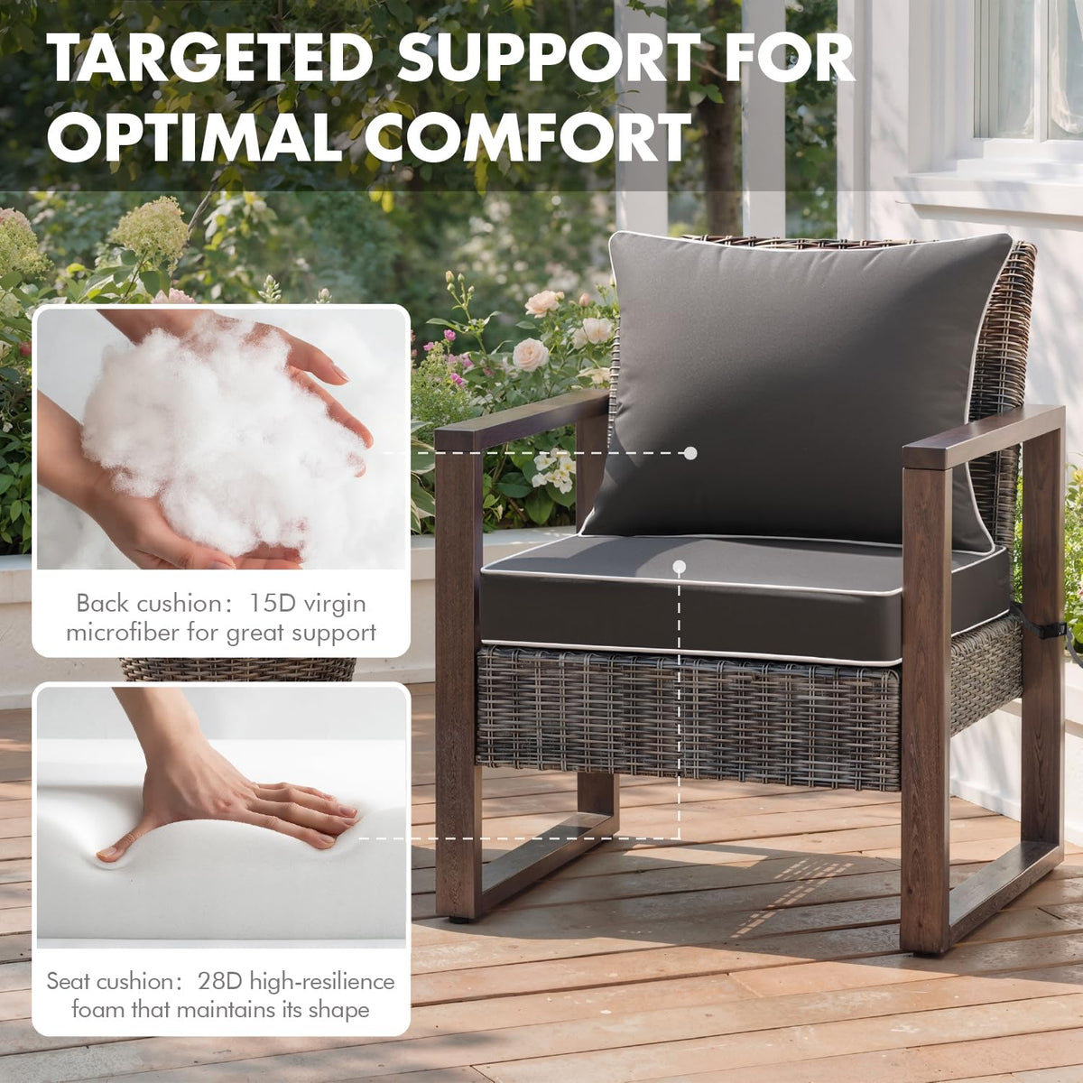 MIULEE 28D foam seat with 15D fiber back for balanced support