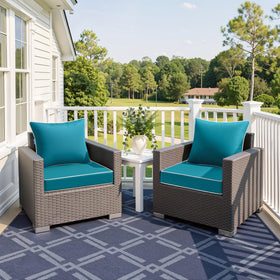 MIULEE Teal outdoor seat cushion top view highlights vibrant color and water resistance.