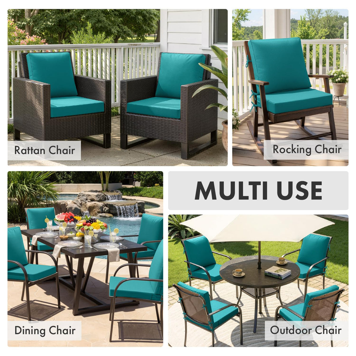 MIULEE turquoise cushion zipper detail signals easy removal and cleaning