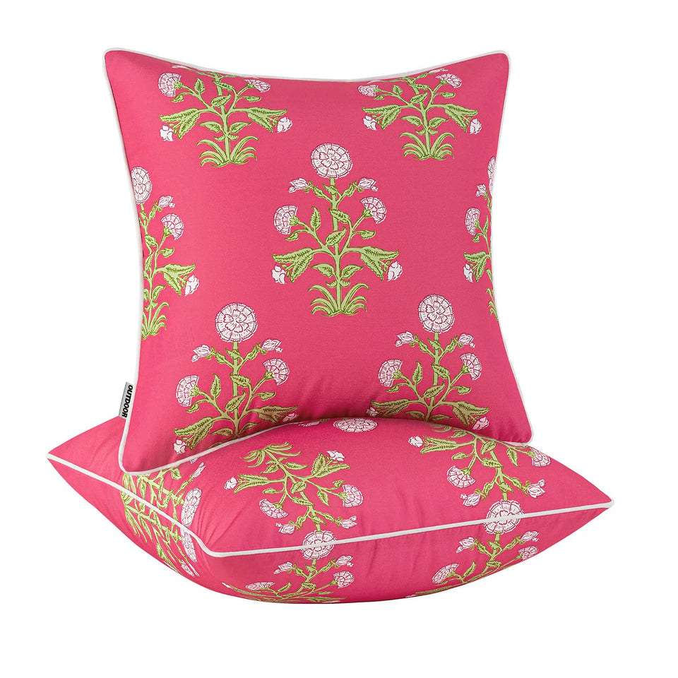 MIULEE vintage floral pillow cover 18x18 with piping enhances outdoor seating