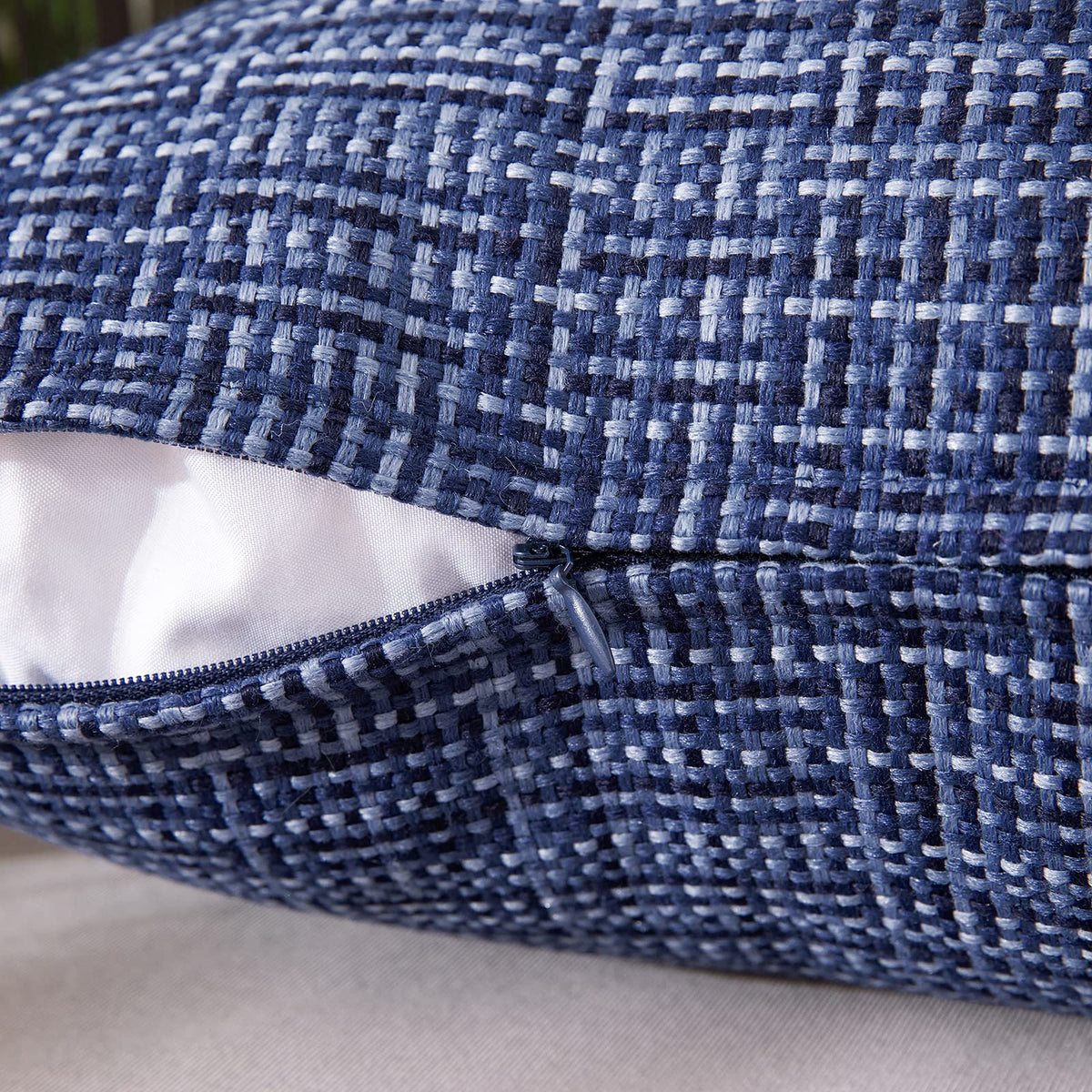 MIULEE navy pillow cover resists rain and sun exposure