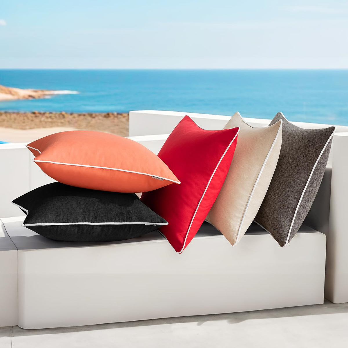 MIULEE waterproof coral red pillow cover ready for garden and patio spaces