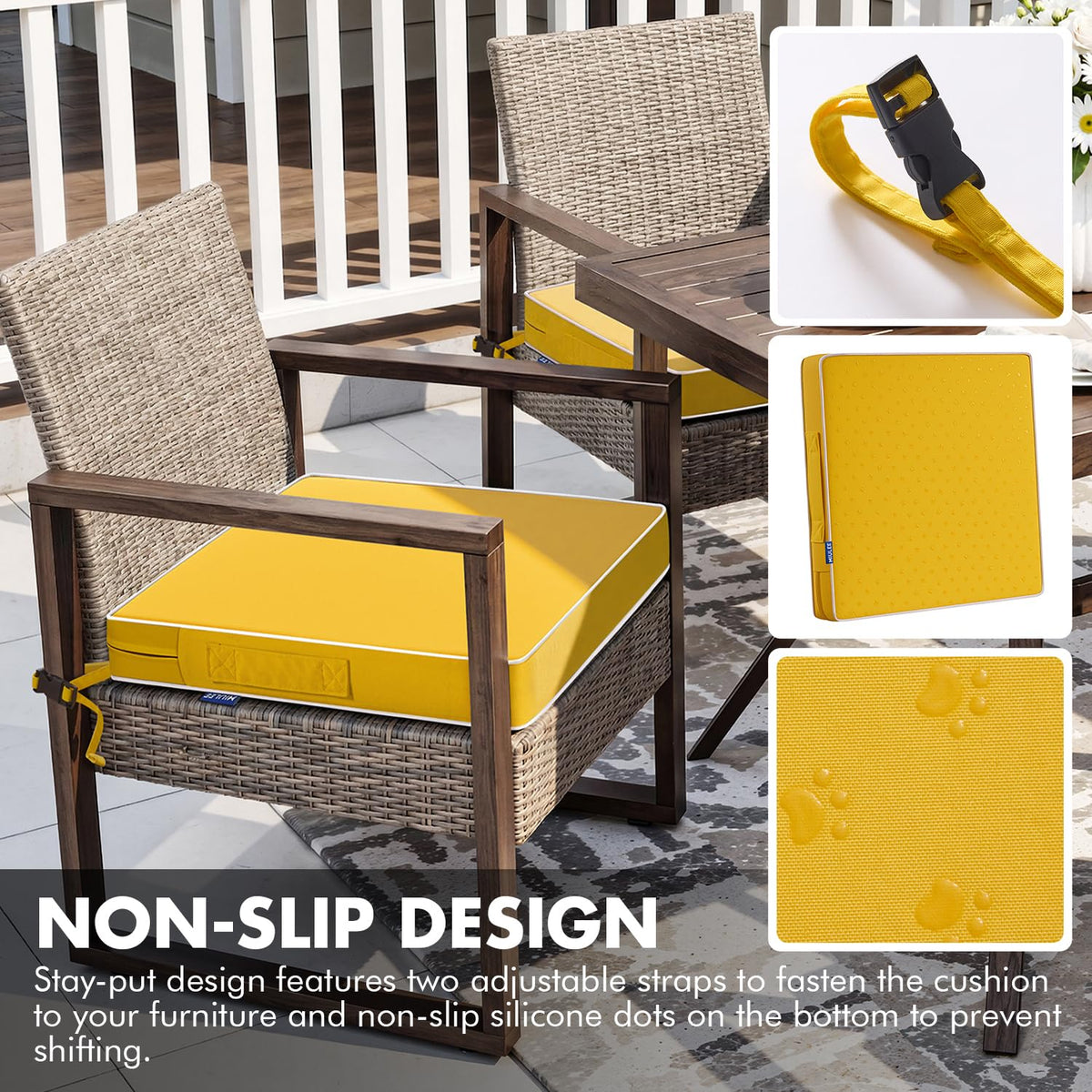 MIULEE cushions feature non-slip bottom to prevent shifting during use