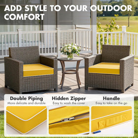 MIULEE yellow cushions in waterproof fabric protect foam from splashes and rain