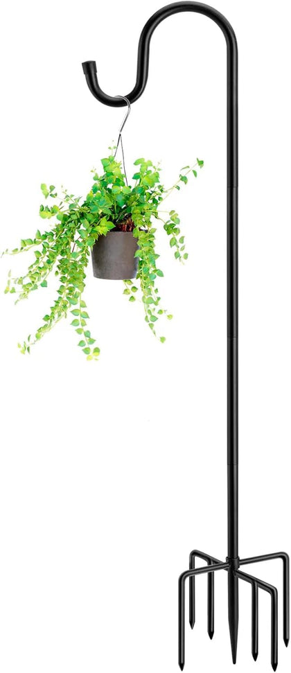 MIUVIBENI 60-inch shepherds hook for outdoor use, sturdy feeder support.