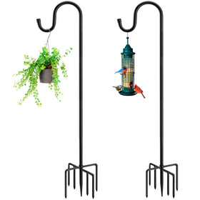 MIUVIBENI 84-inch shepherds hook with seven-prong base stands tall for outdoor displays.