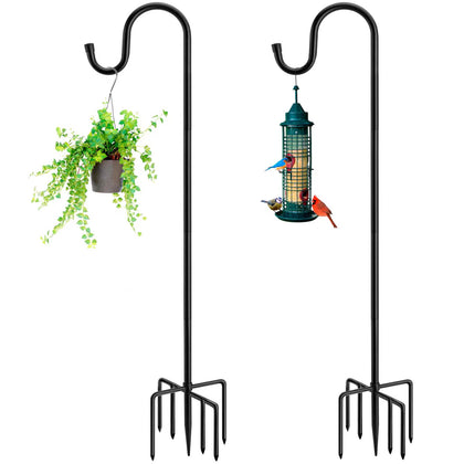 MIUVIBENI 84-inch shepherds hook with seven-prong base stands tall for outdoor displays.