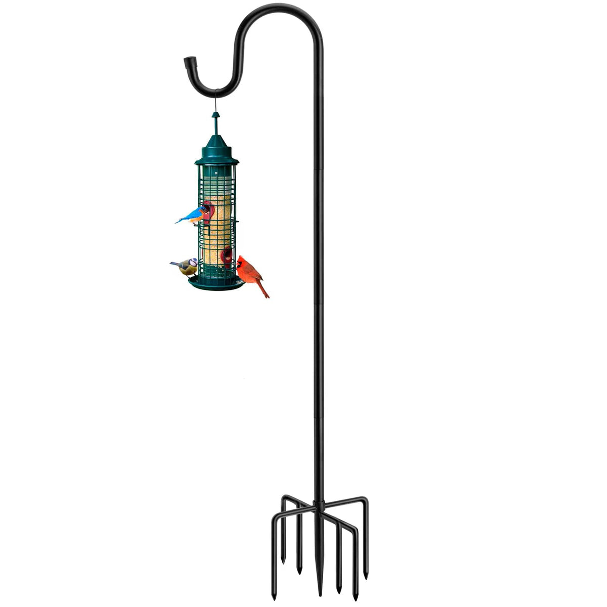 MIUVIBENI shepherds hook with seven-prong base for stable outdoor displays