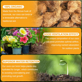 Miuwauer Coco Coir Brick neutral pH and minerals for plants.