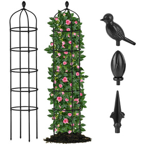 Miuwauer garden obelisk trellis in matte black provides tall support for climbing plants outdoors