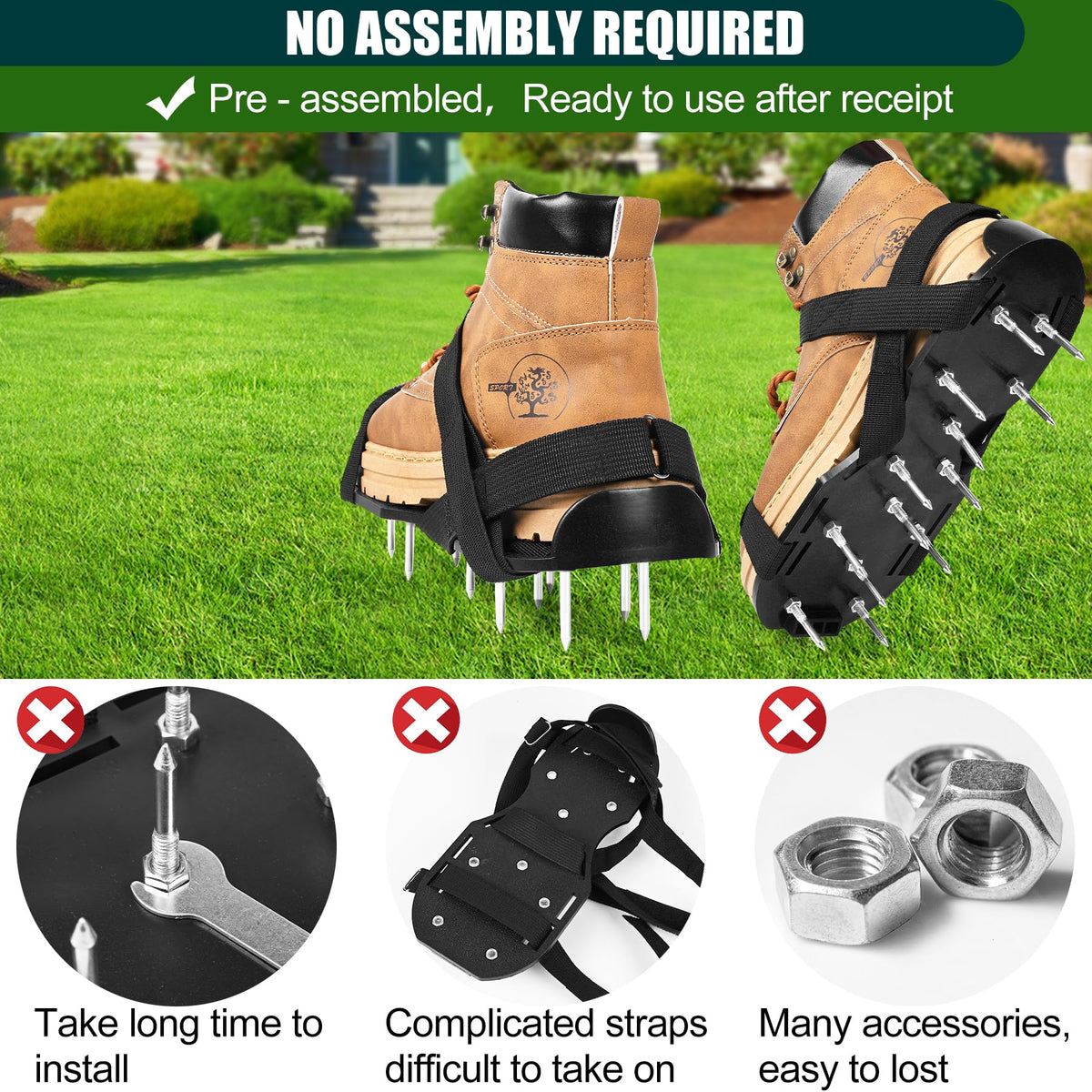Miuwauer shoes worn while mowing for dual-task lawn care.