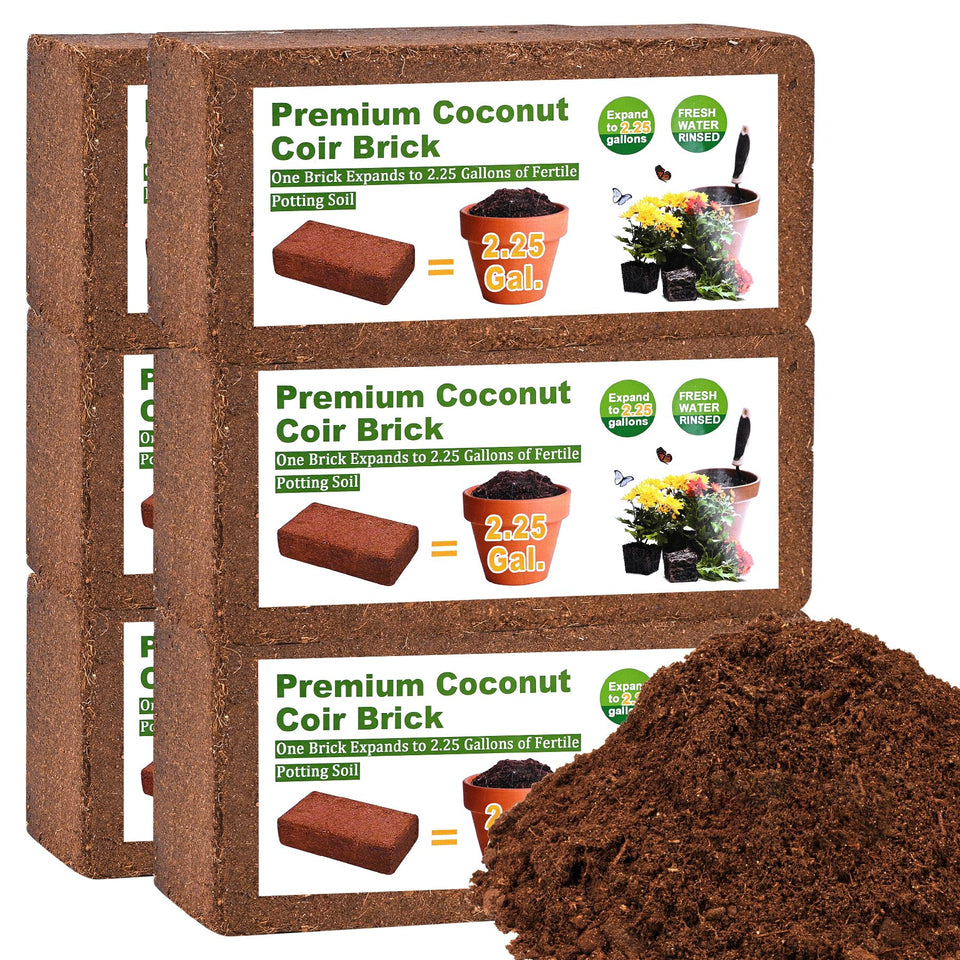 Miuwauer Organic Coco Coir Brick expands when hydrated for planting.