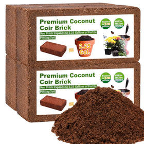 Miuwauer organic coco coir brick, dry and compact before hydration for easy storage.