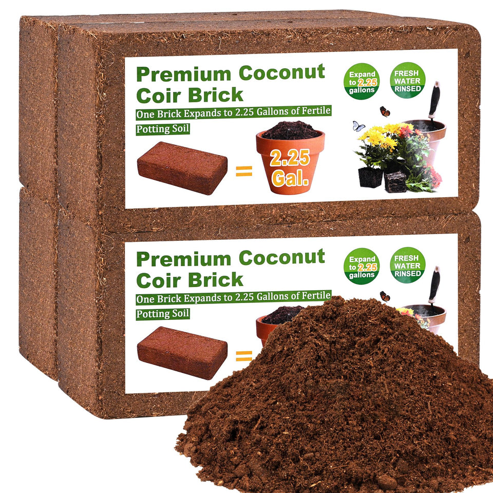 Miuwauer organic coco coir brick, dry and compact before hydration for easy storage.