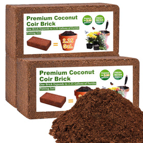 Miuwauer Organic Coco Coir Bricks packaging image, convenient starter for home gardens.